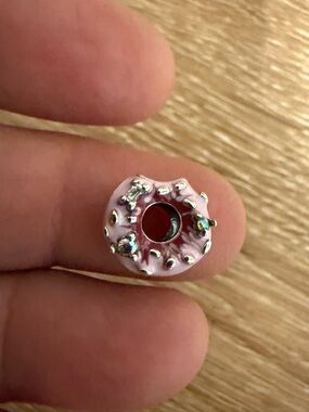 Pandora Pink Enamel Donut Charm with Crystal Studs